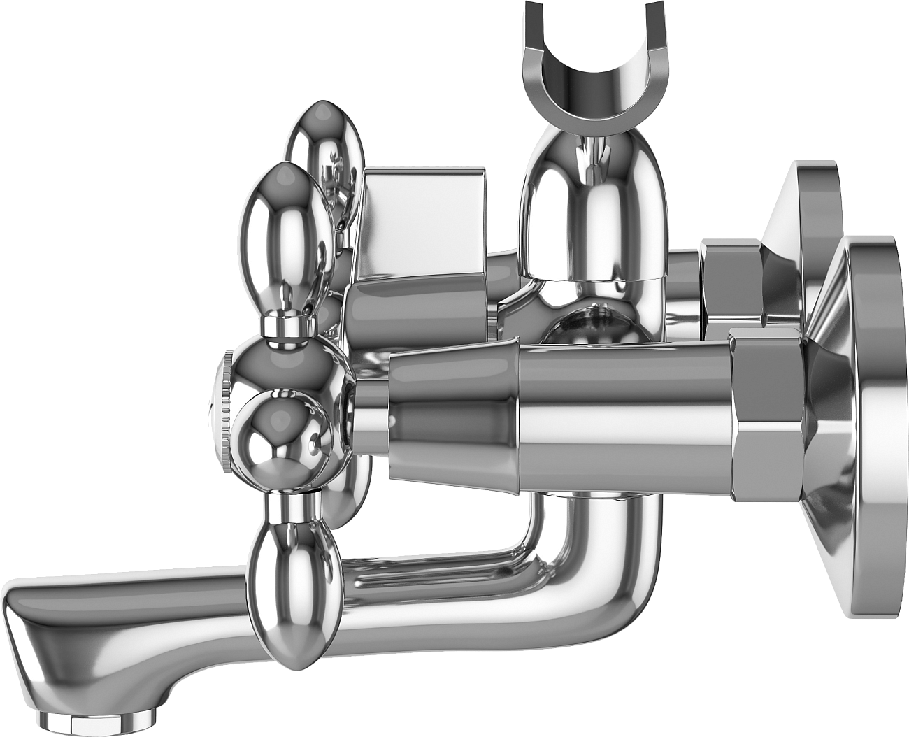 Смеситель для ванны и душа двухвентильный с душевым гарнитуром хром Diwo "Сочи" SO-04cr - изображение 9