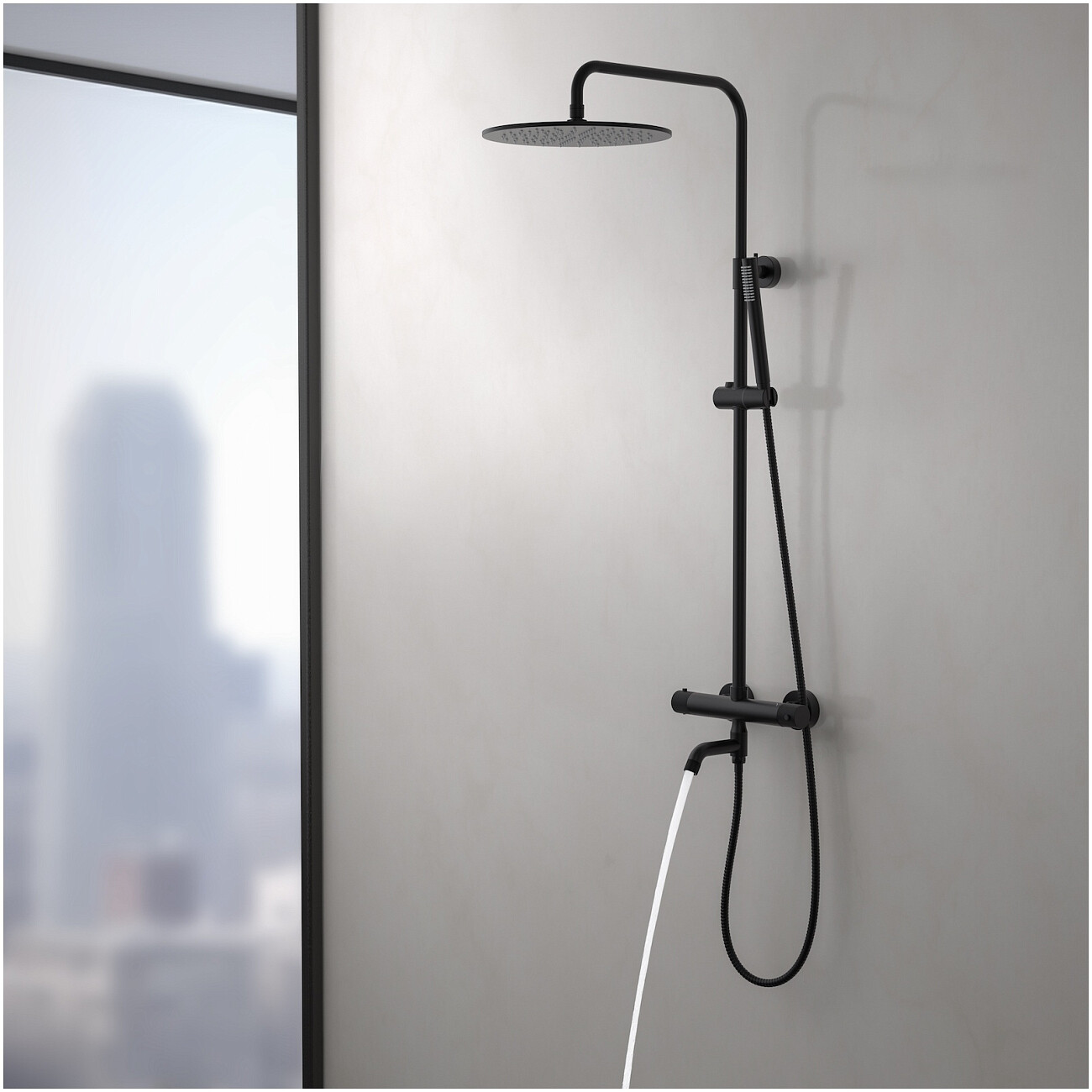 Душевой комплект с верхним душем, изливом и термостатом черный Timo Saona SX-2380-03 - изображение 5