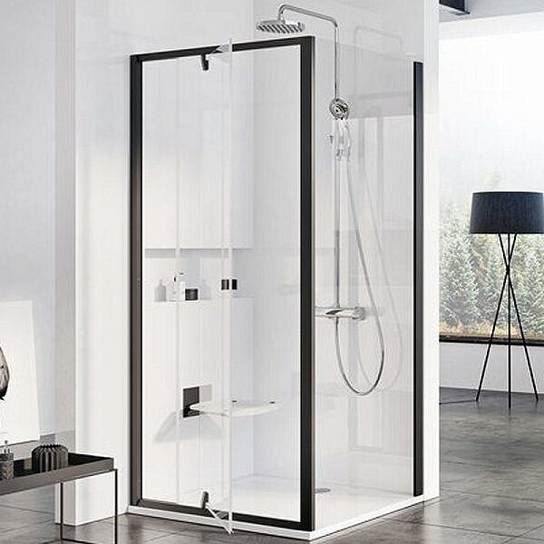 Душевая стенка прозрачная, черная Ravak Pivot PPS-90 90G70300Z1 - изображение 1