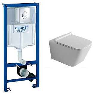 Унитаз подвесной белый Creto Logan L2 1002-001-L2W с инсталляцией Grohe Rapid SL 38721001