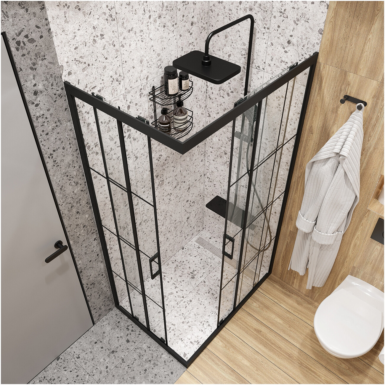 Душевой уголок прямоугольный 70х100 см черный Diwo "Киров" - изображение 5