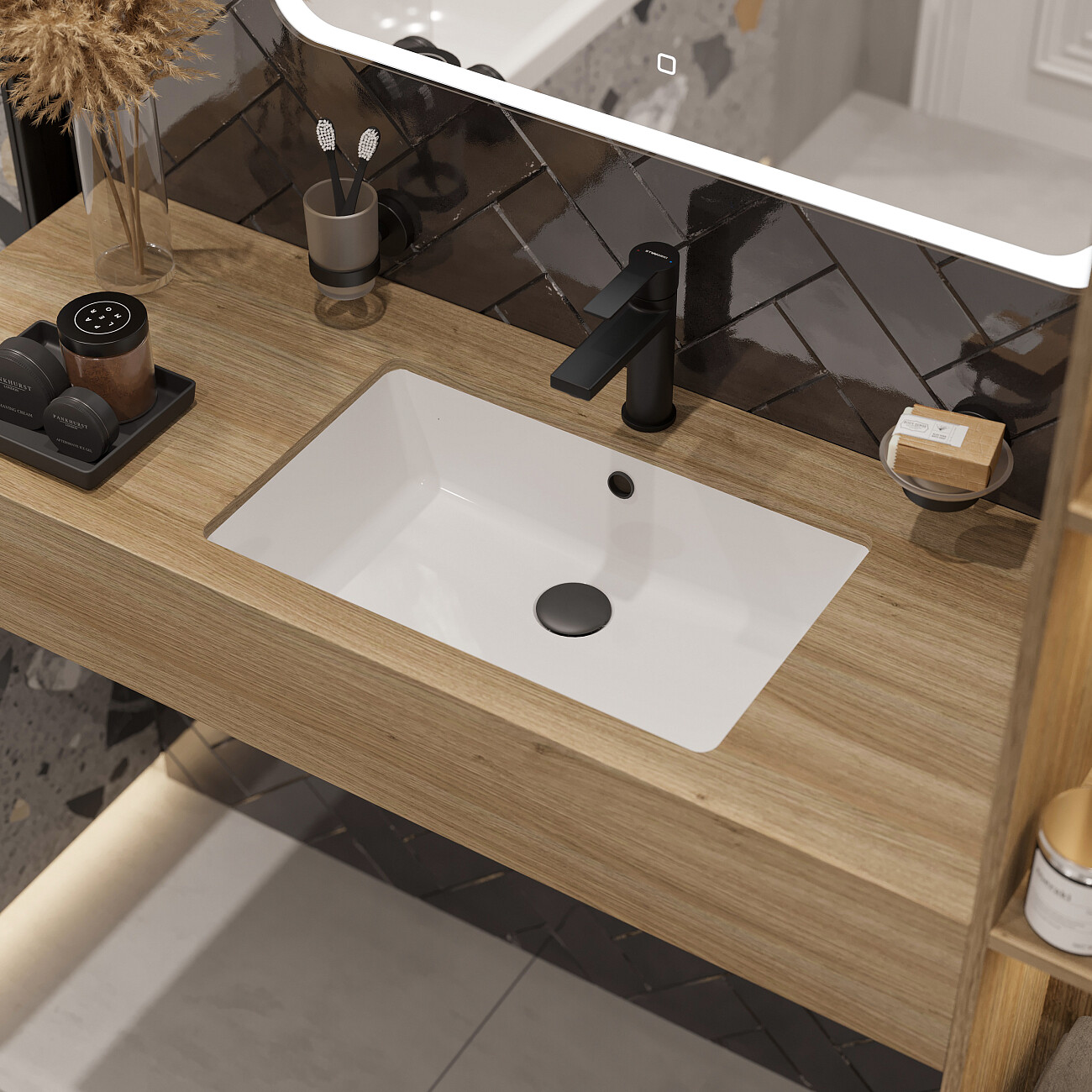 Раковина встраиваемая керамическая прямоугольная 36х53 см белая Stworki K0001-0346 - изображение 3