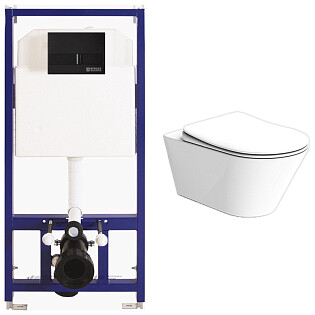 Унитаз белый Creto Logan L3 1003-001-L3W с инсталляцией Berges Wasserhaus Novum L5 040215