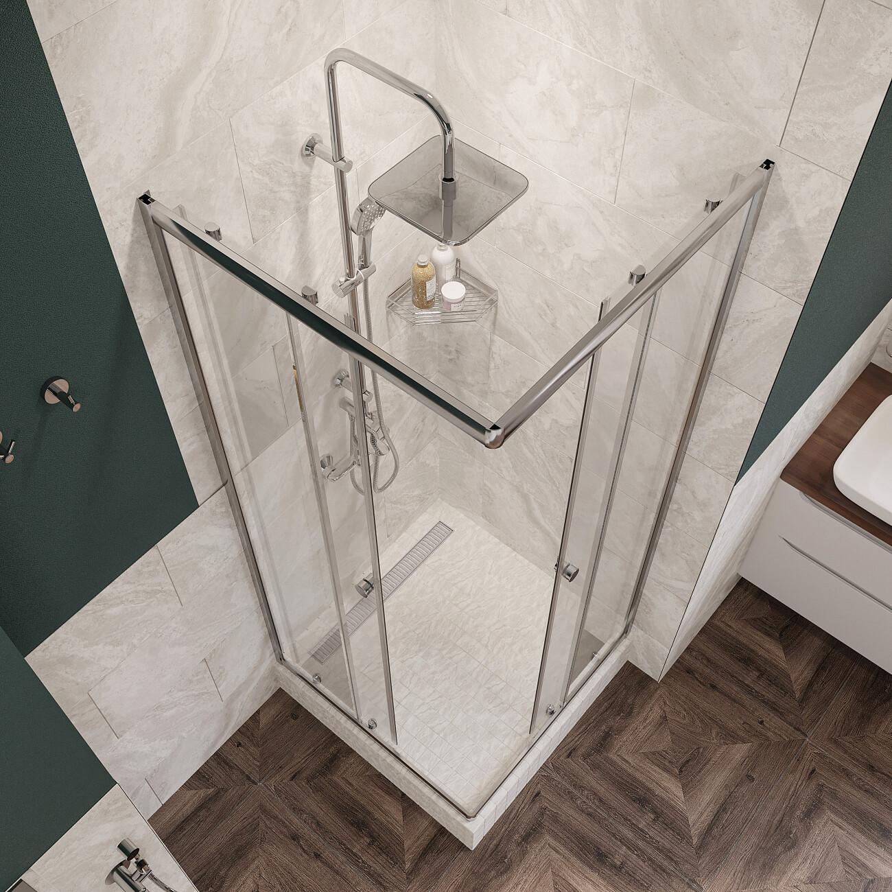 Душевой уголок квадратный 80х80 см хром Diwo "Анапа" Щ0000058926 - изображение 5