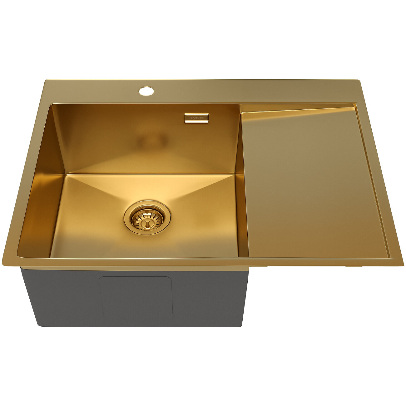 Кухонная мойка из нержавеющей стали 50х65 см брашированное золото Reflexion Maggiore RX2365GD - изображение 3
