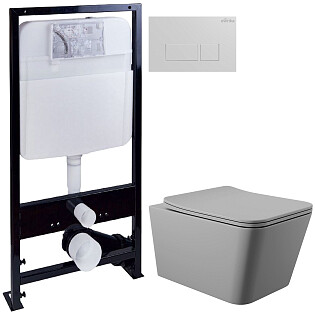 Унитаз подвесной Aqueduto Macio MAC0130 с инсталляцией Ewrika ProLT 0026-2020, с кнопкой белой 0042