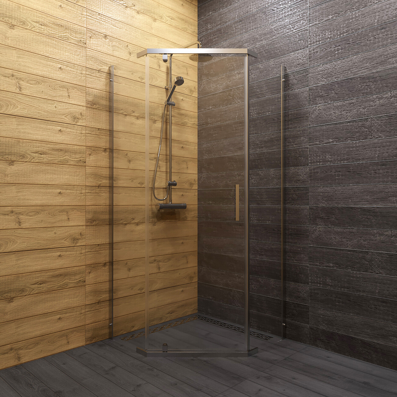 Душевой уголок пятиугольный 90х90 см хром Diwo "Казань" Щ0000055601 - изображение 10