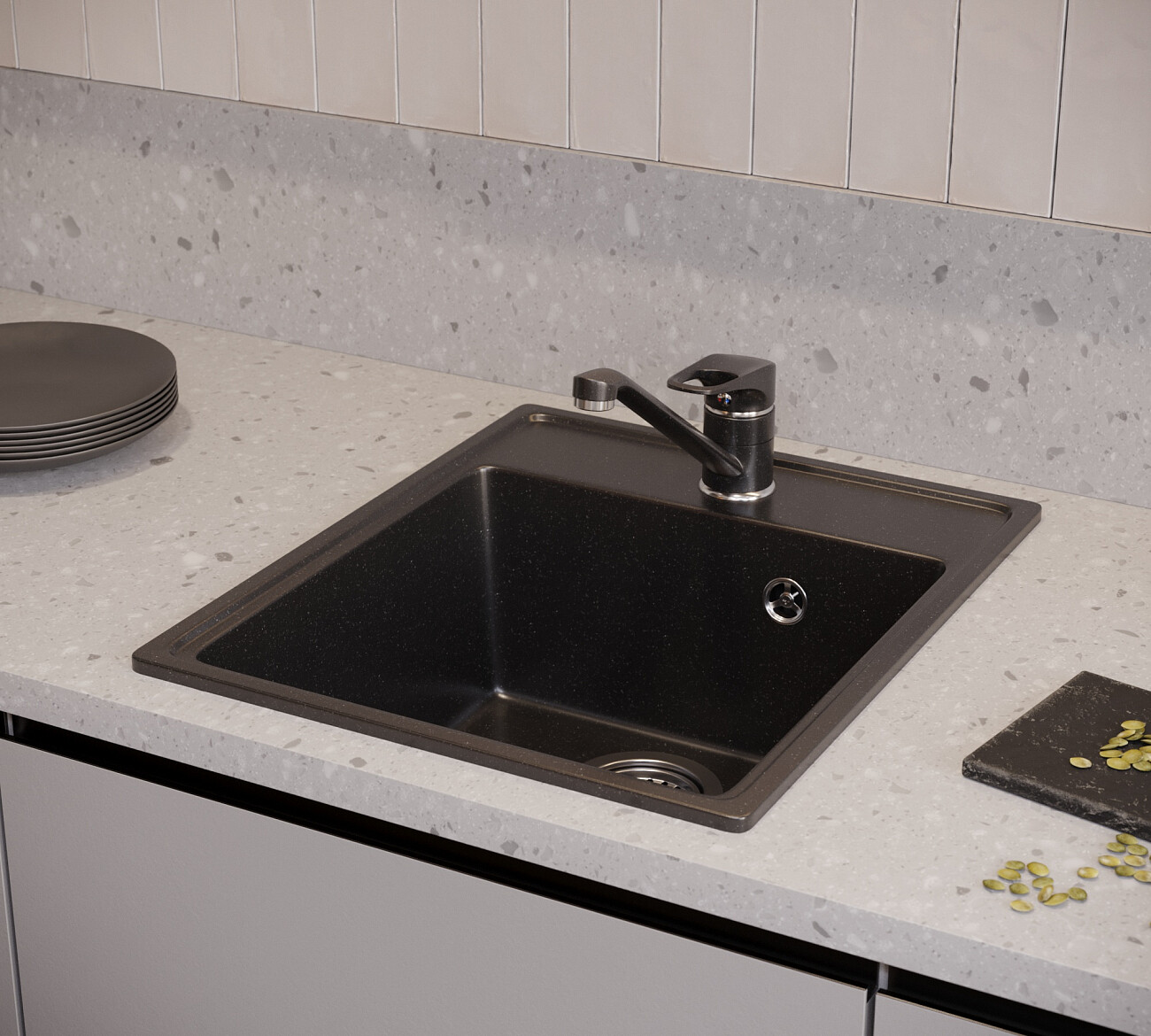 Мойка кухонная уголь Domaci "Солерно" DF 425-07 - изображение 7