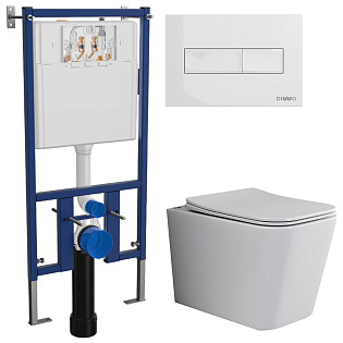 Унитаз подвесной Ceramicanova Cubic CN1806 с инсталляцией Diwo 4501, с кнопкой белой 7320
