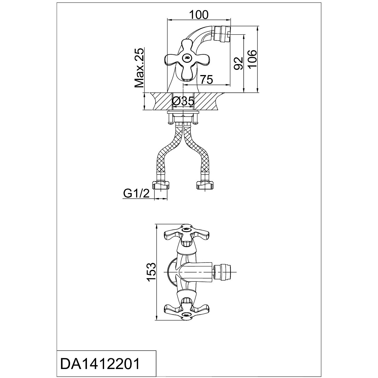 Смеситель для биде двухвентильный хром D&K Hessen Lorsch DA1412201 - изображение 2