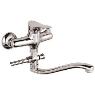 Смеситель для ванны с душевой лейкой и длинным изливом хром D-Lin D140305