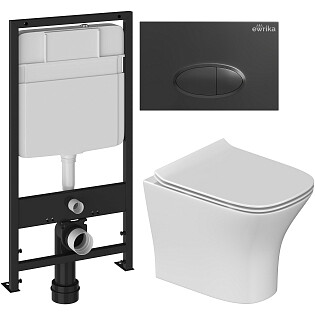 Унитаз подвесной Stworki &quot;Олланд&quot; S01401WH с инсталляцией Ewrika ProLT 0026-2020 и кнопкой 0054