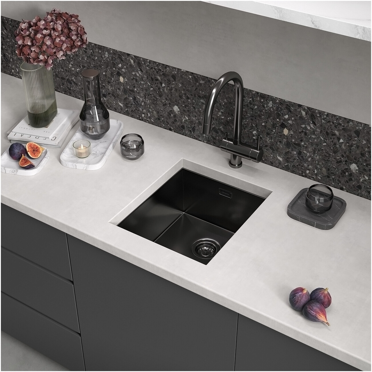 Кухонная мойка из нержавеющей стали 44х38 см оружейная сталь Reflexion Como RX2038BL - изображение 8