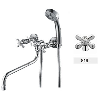 Смеситель для ванны с душевой лейкой и длинным круглым изливом хром D-Lin D143819