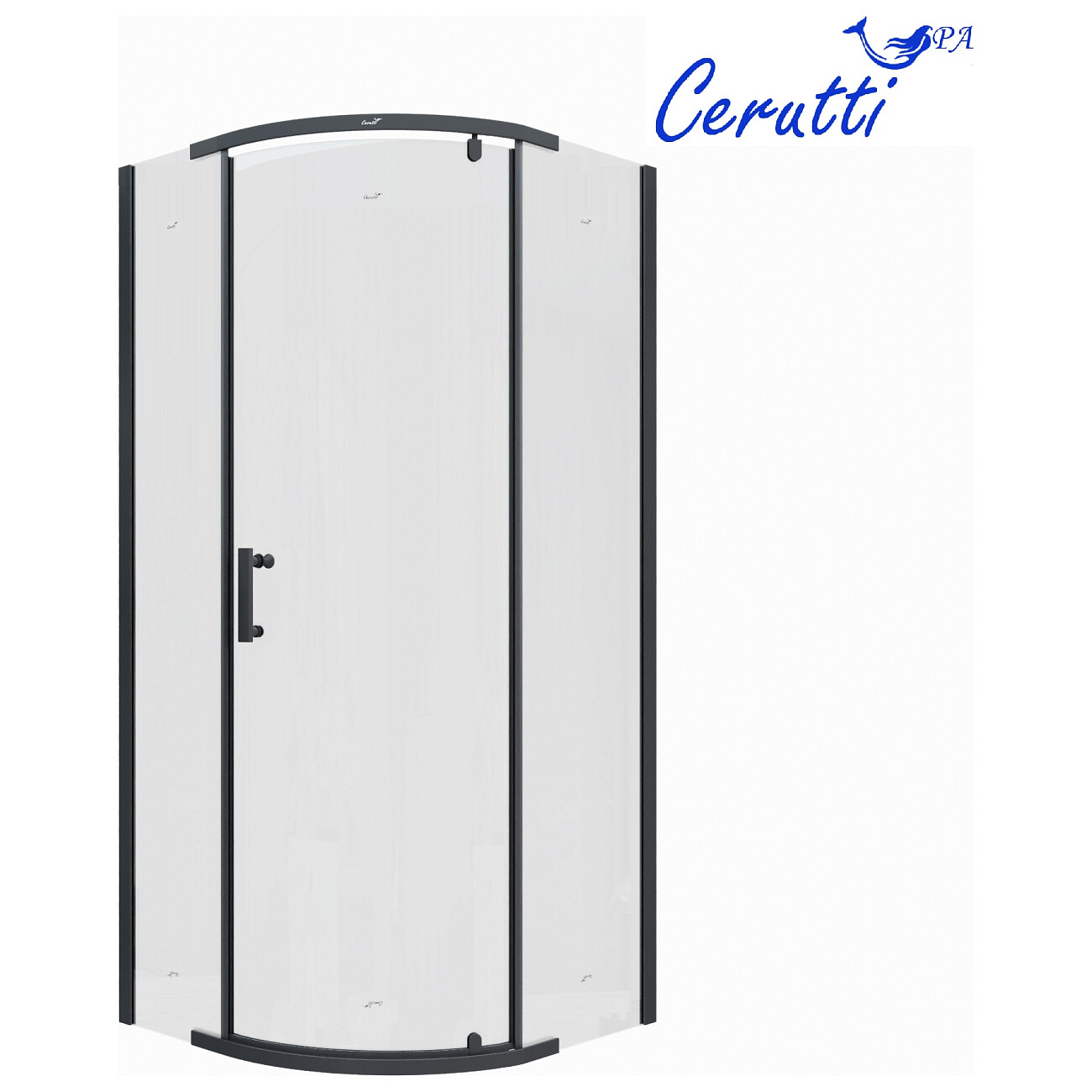 Душевой уголок четверть круга 90x90 см черный Cerutti SPA Korra Z90B - изображение 2