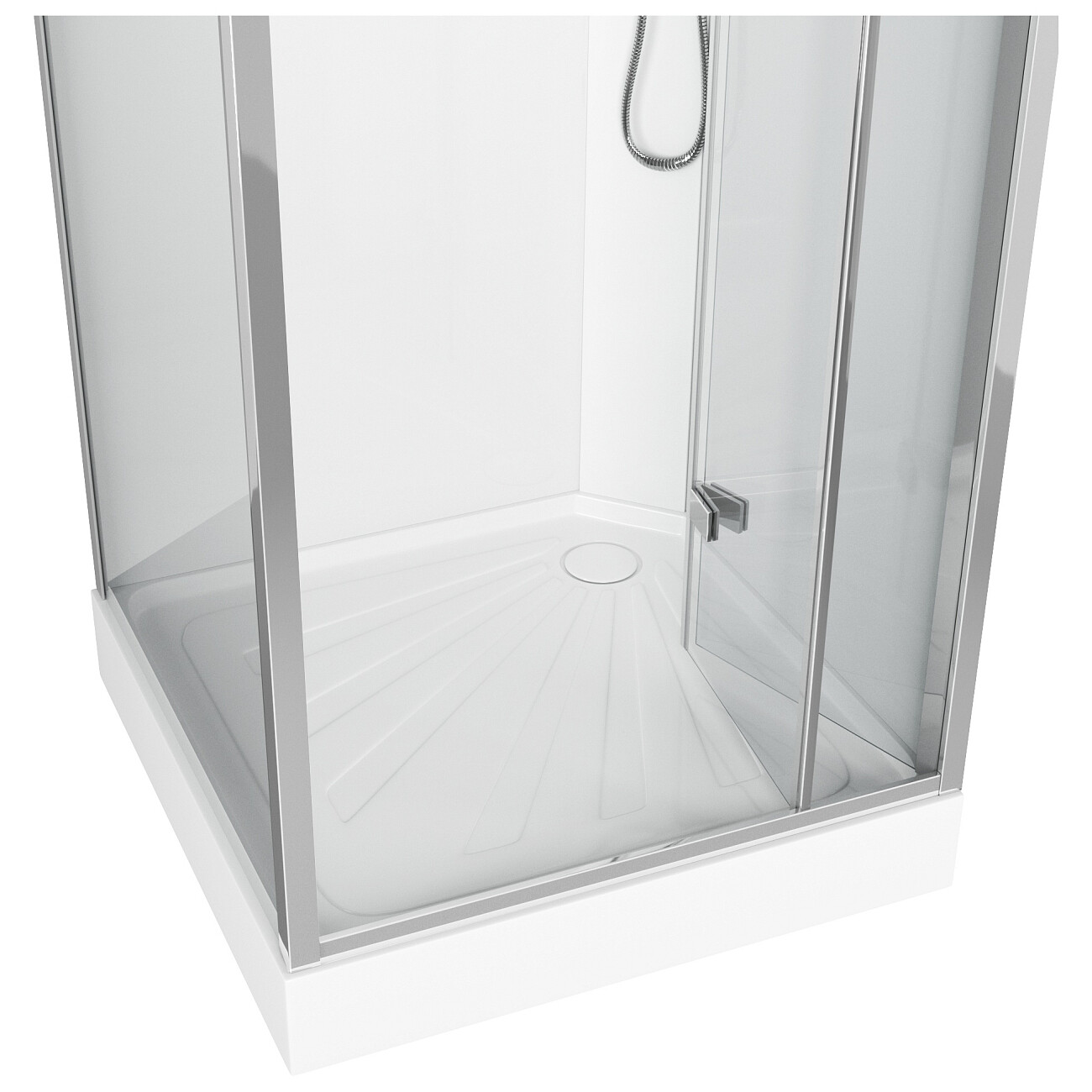 Душевая кабина квадратная без крыши с низким поддоном 90х90 см хром Cerutti SPA Bella 901T - изображение 9