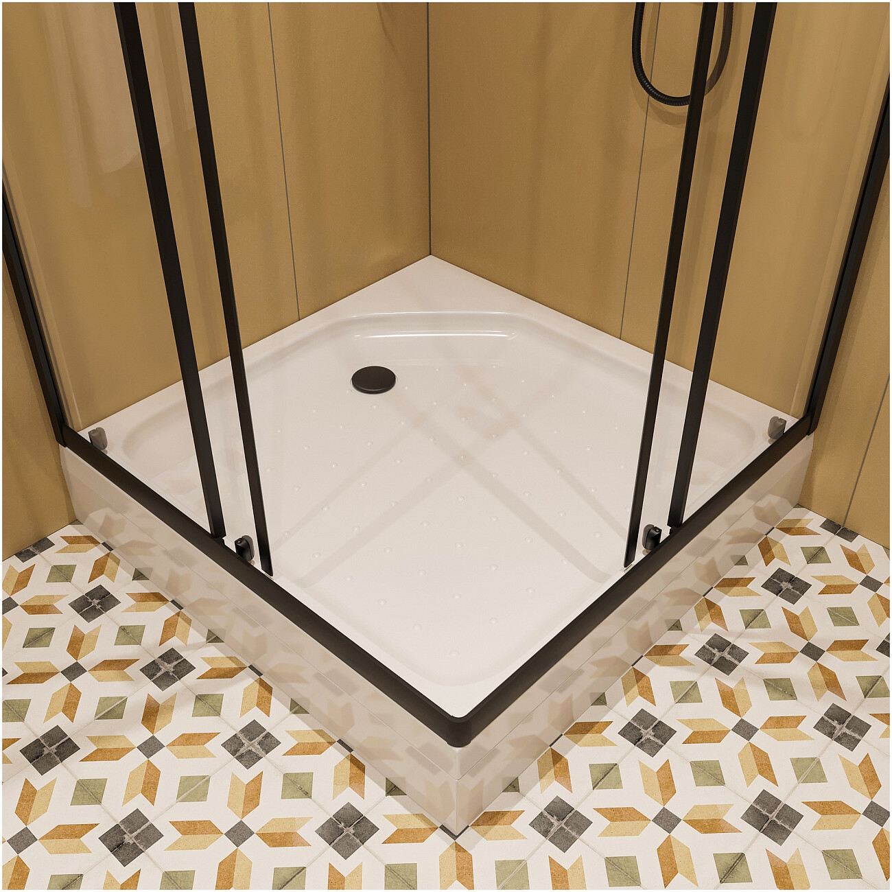 Душевой уголок квадратный 90х90 см черный Diwo "Анапа" Щ0000055508 - изображение 9