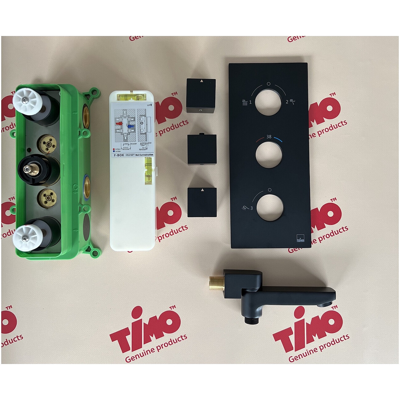 Душевой комплект встроенный с термостатом и тропическим душем черный Timo Petruma SX-5079-03SM - изображение 2