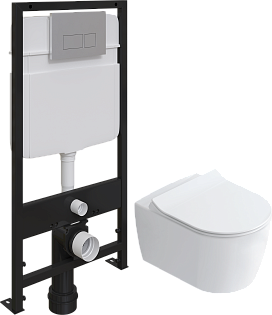 Унитаз с инсталляцией и кнопкой белый, хром Stworki &quot;Ноттвиль&quot; SETK3104-2616, ProLT 0026-2020, 0040