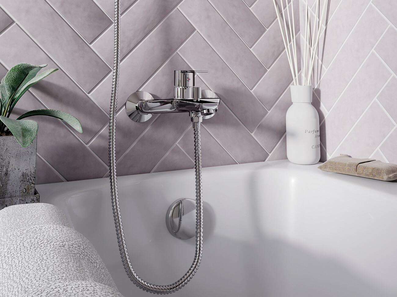 Душевой комплект со смесителем для ванны с душем хром Stworki "Хельсинки" HFHS10000, HFDB91100 - изображение 5