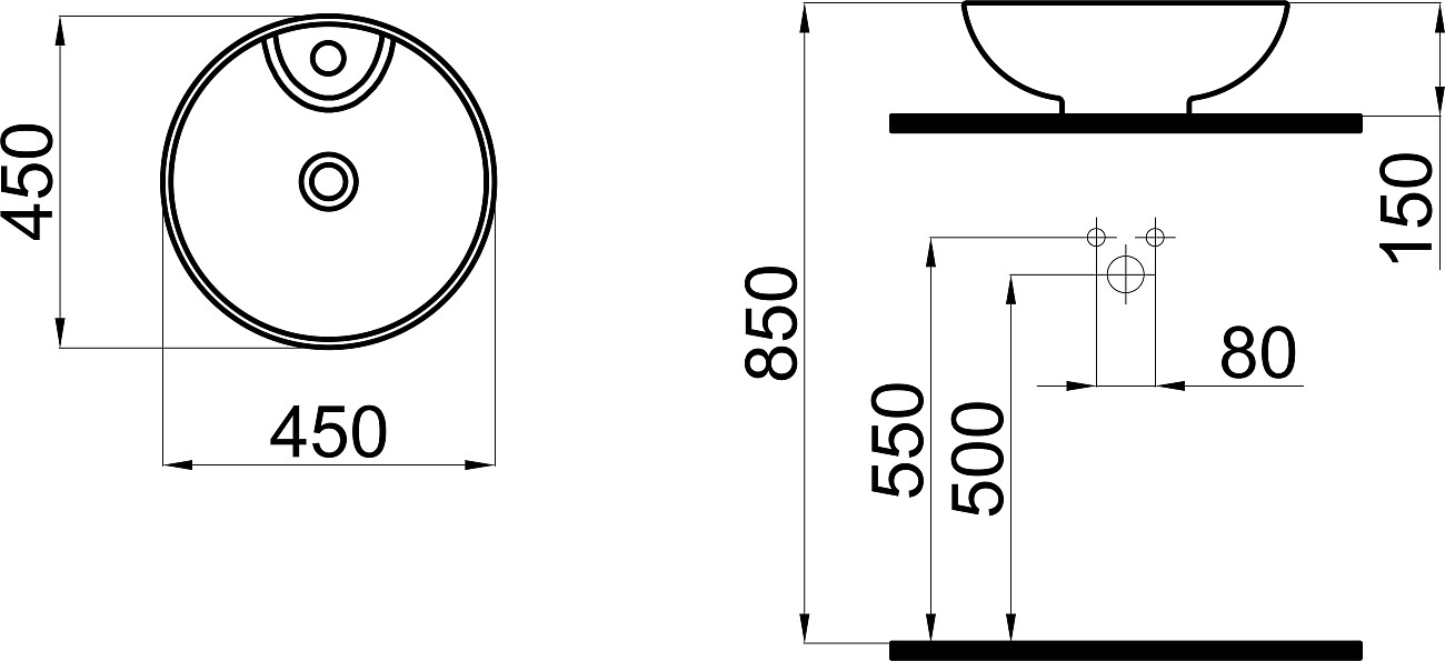 Раковина накладная керамическая круглая 45 см белая Stworki K0101-9455-001-1-0000 - изображение 2