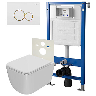 Унитаз Point &quot;Меркурий&quot; PN41831 с инсталляцией &quot;Элемент&quot; PN45120 с кнопкой &quot;Виктория&quot; PN44061WG