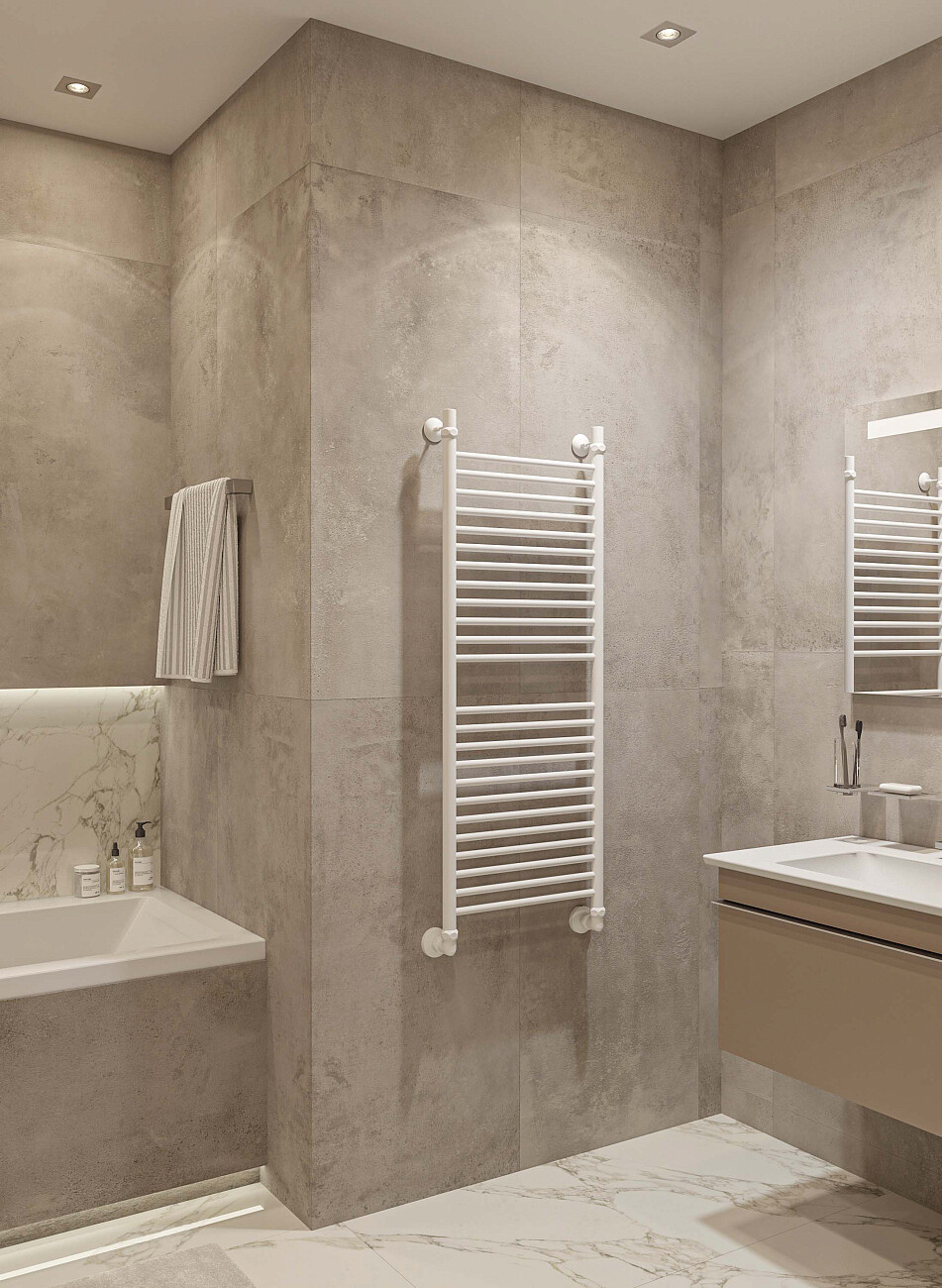 Полотенцесушитель водяной 120х40 см белый Ewrika "Медея" S 4656754411386 - изображение 5