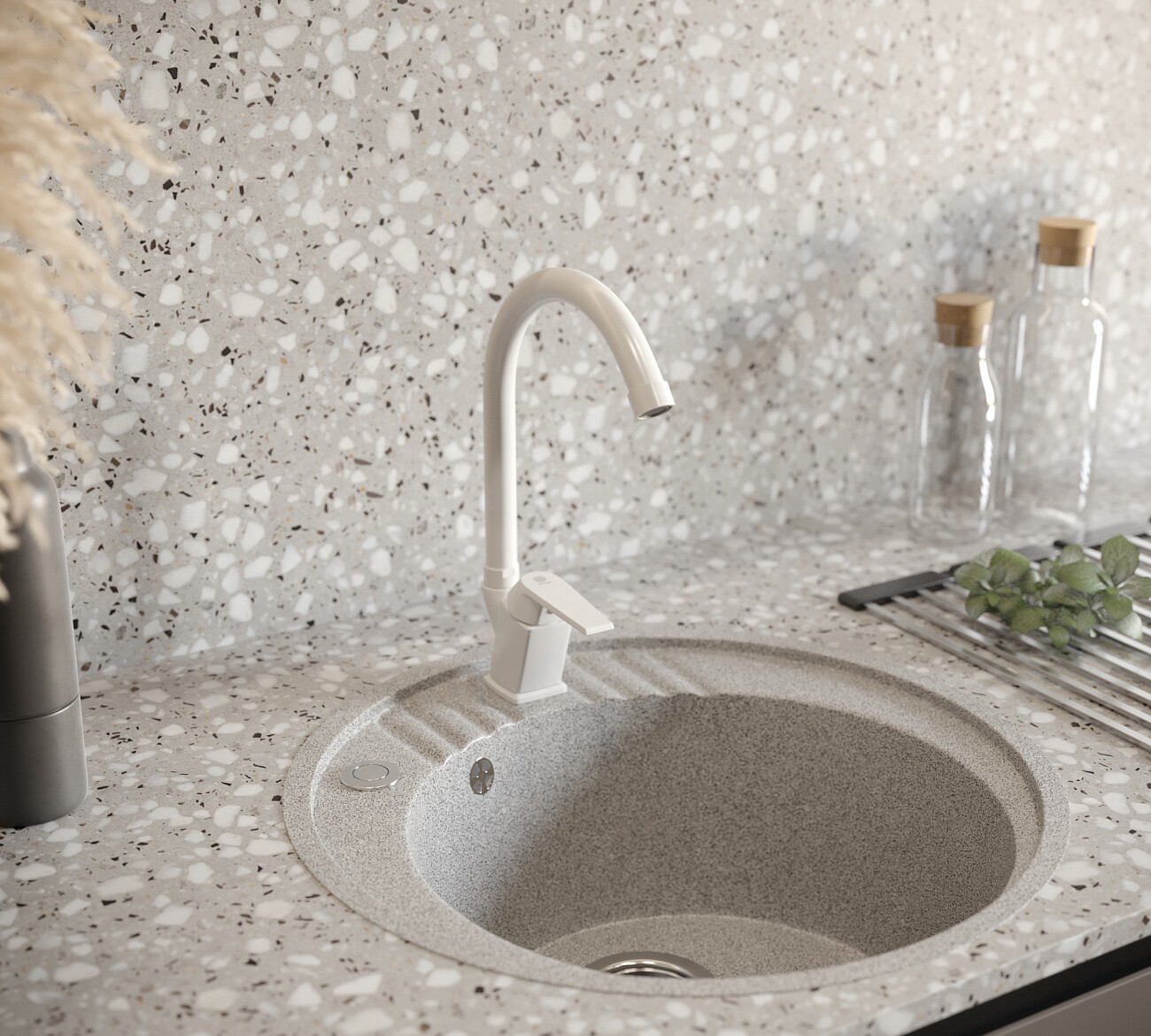 Смеситель для кухни однорычажный белый Domaci "Равенна" SM-01w - изображение 6