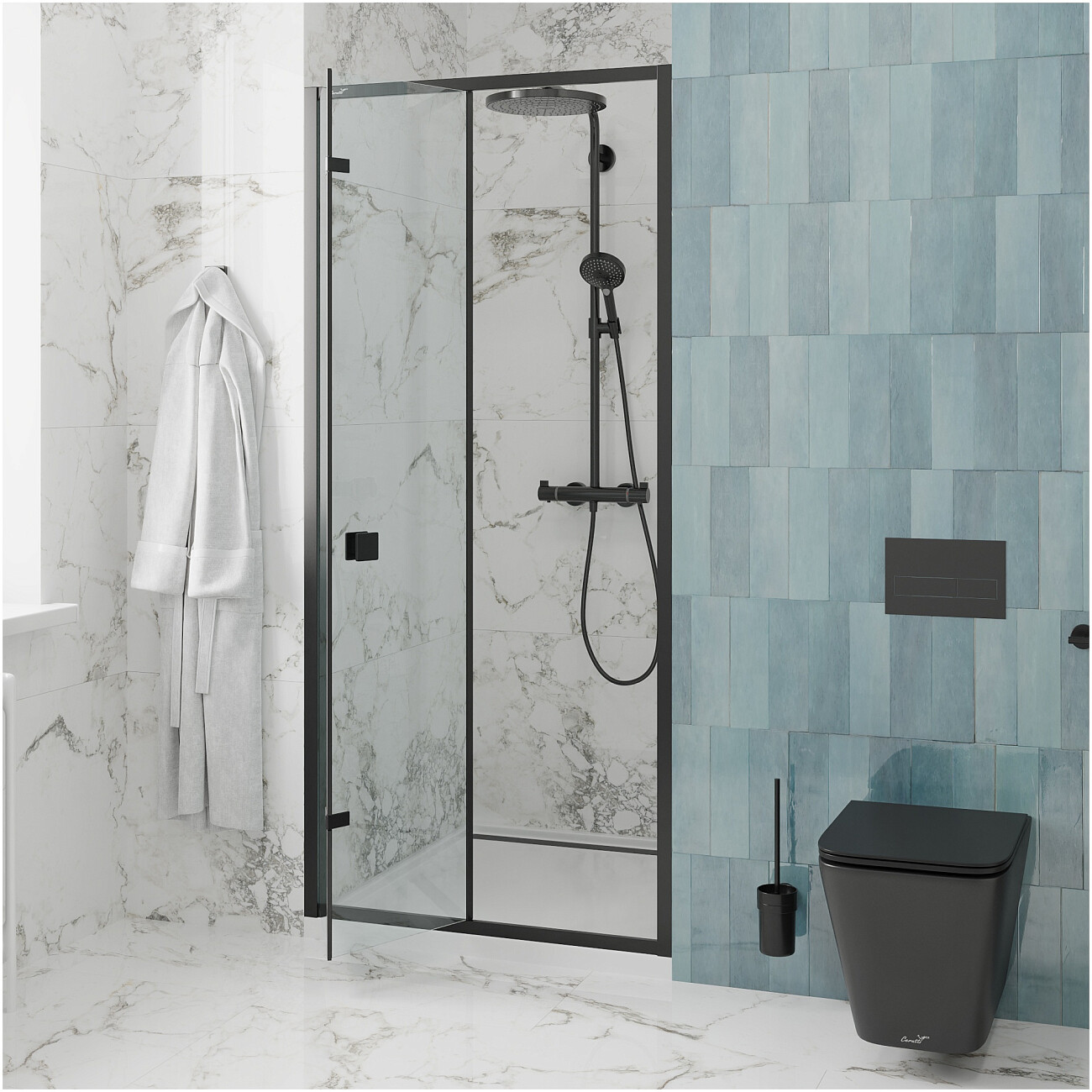 Душевая дверь в нишу складная стеклянная прозрачная Cerutti SPA Bella D81B - изображение 7