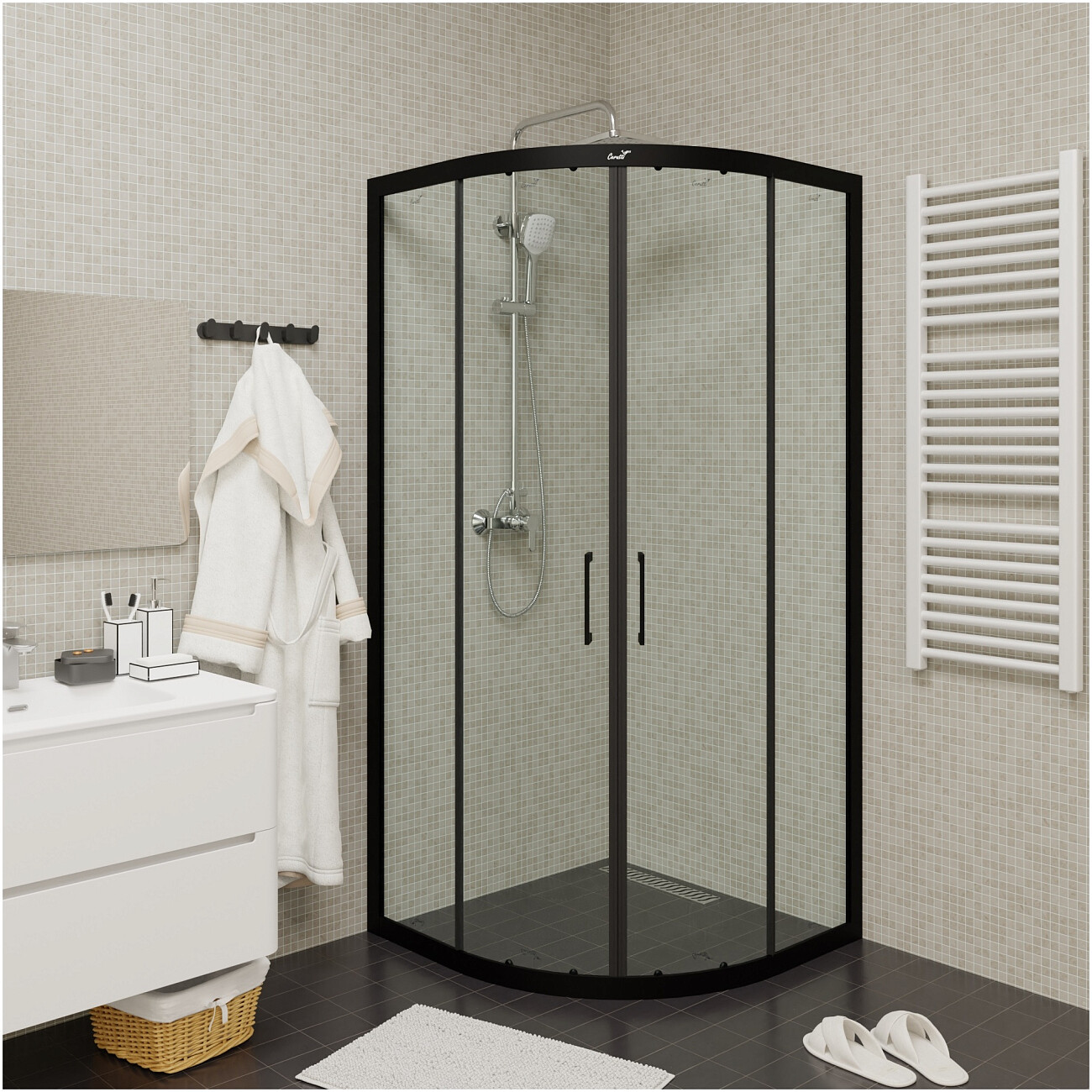 Душевой уголок четверть круга 100x100 см черный Cerutti SPA Viva 100B - изображение 5