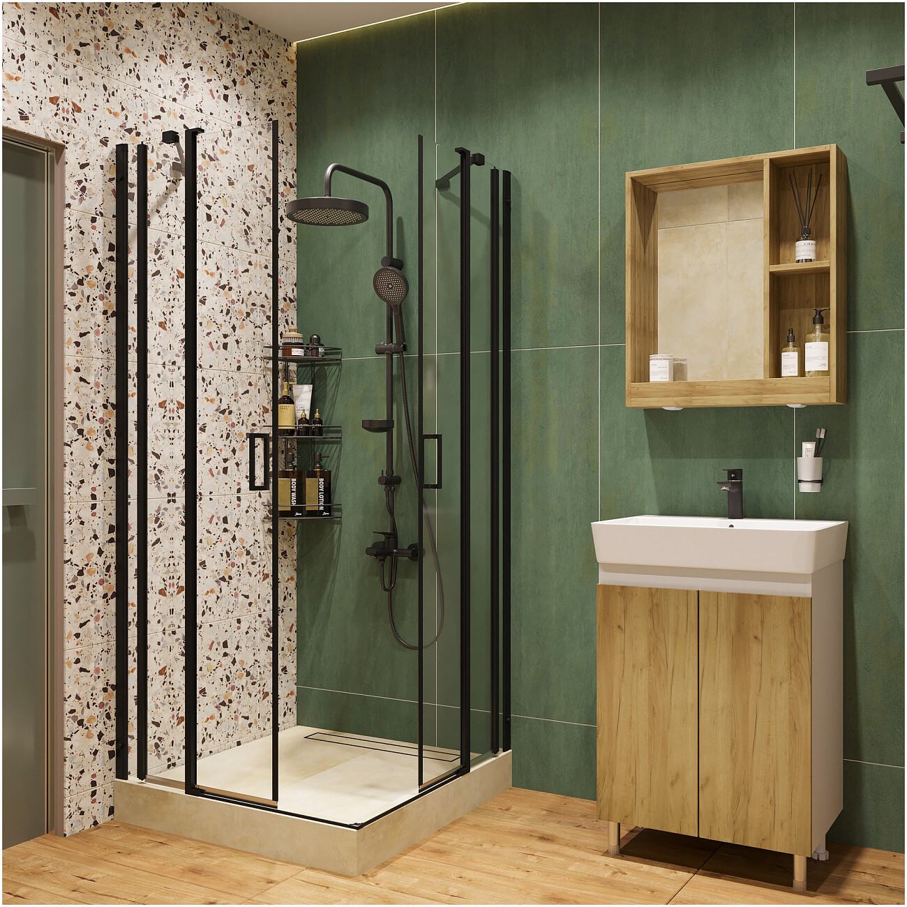 Душевая стойка с верхним душем черная Stworki "Монтре" S30180BK - изображение 7