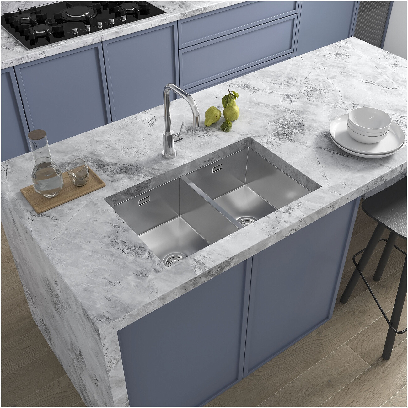 Кухонная мойка двойная из нержавеющей стали 44х70 см сталь Reflexion Garda RX2170SS - изображение 10