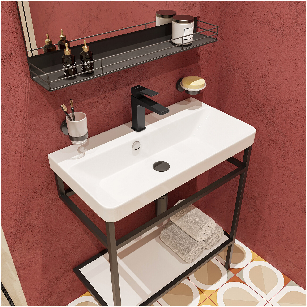 Смеситель для раковины однорычажный черный Stworki "Нюборг" S37010BK - изображение 6