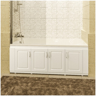 Экран для ванны универсальный деревянный с дверцами 56х168 см белый "Верона 170"