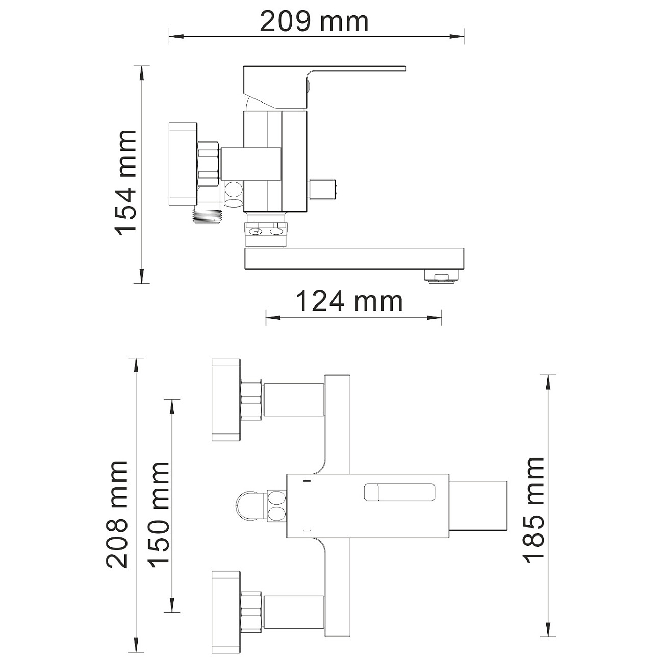 Смеситель для ванны с коротким изливом хром Wasserkraft Alme 1501 - изображение 11