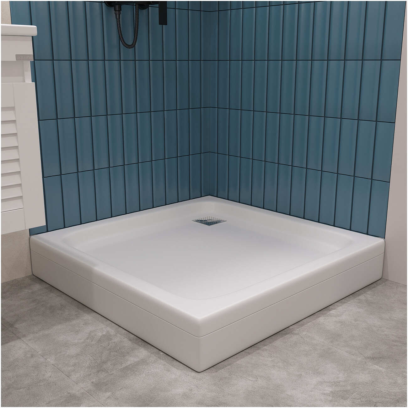 Поддон для душа акриловый квадратный с экраном 100х100 см белый Diwo DS-square - изображение 3