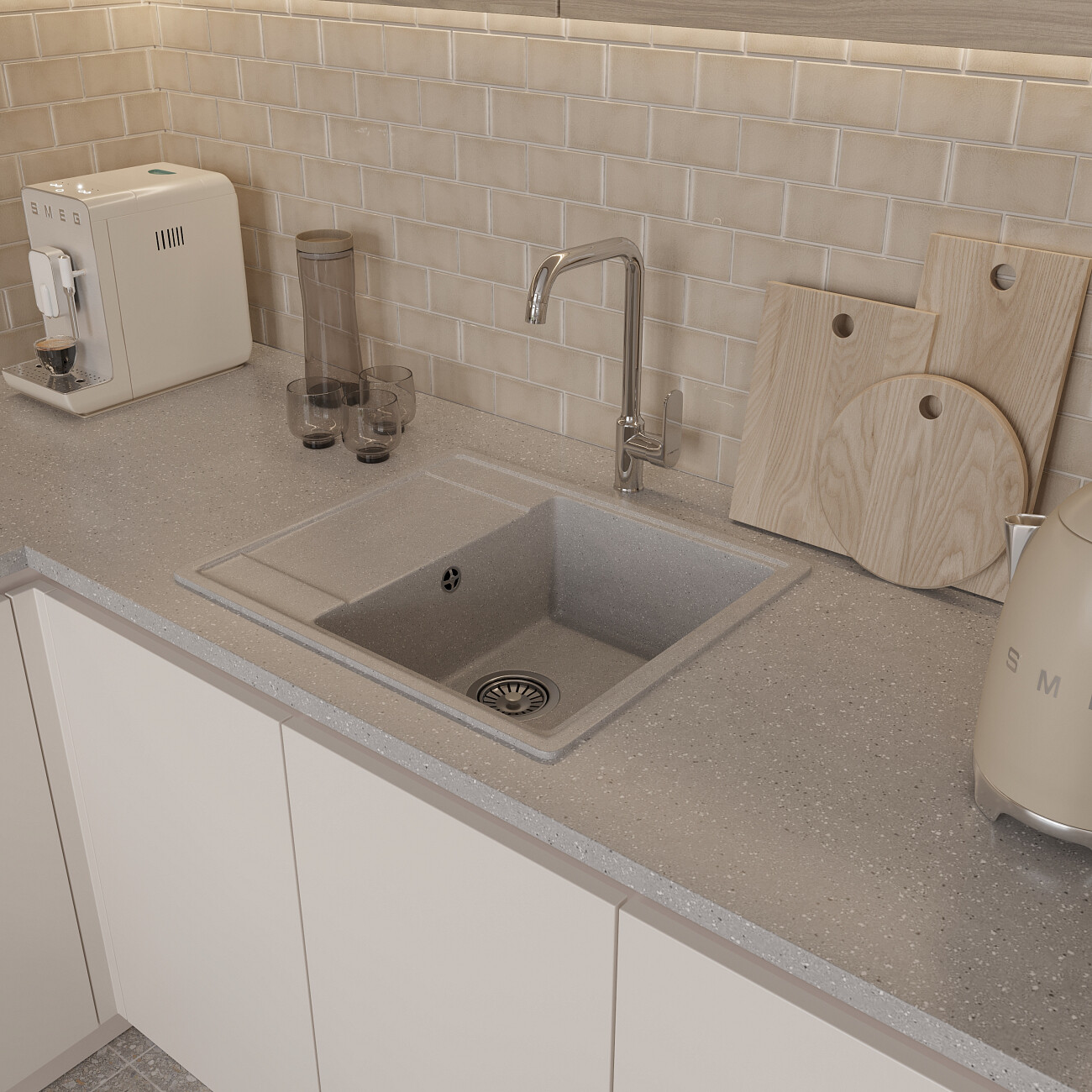 Мойка кухонная серая Domaci "Палермо" PR-575-003 - изображение 9