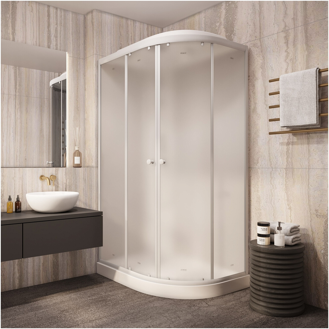 Душевая кабина ассиметричная левая с низким поддоном 80х120 см белая Parly EF1231L - изображение 5