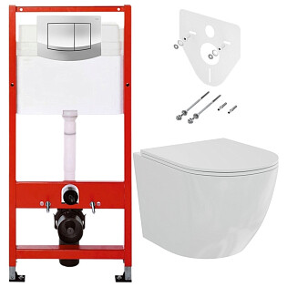 Унитаз подвесной белый Creto Cer C1 Plus 1001-002Cer-C1W-1 с инсталляцией ТЕСЕ Ambia 9400405