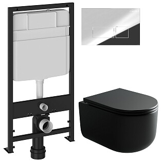 Унитаз Ceramicanova Ulma Rimless CN4006MB с инсталляцией Ewrika ProLT 0026-2020
