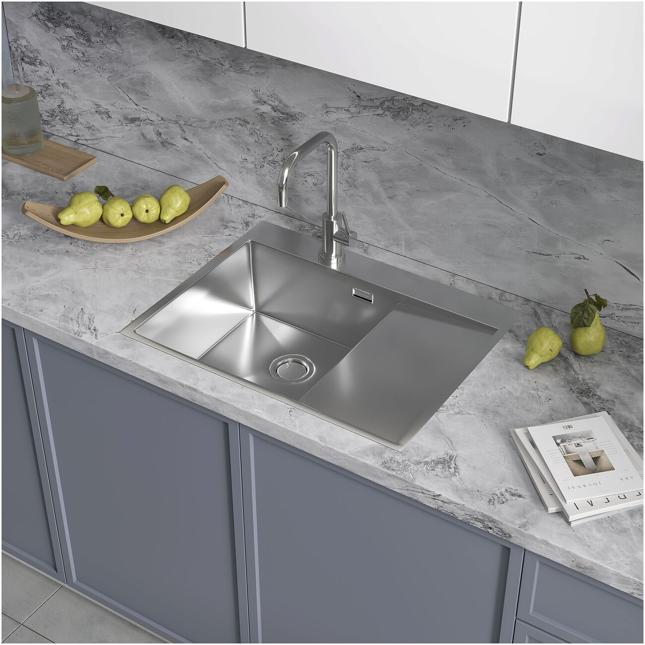 Кухонная мойка из нержавеющей стали 50х65 см полированная сталь Reflexion Maggiore RX2365SS - изображение 6