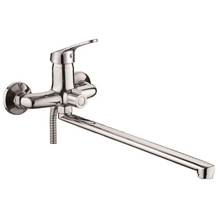 Смеситель для ванны с душевой лейкой и длинным изливом хром D-Lin D146302-2