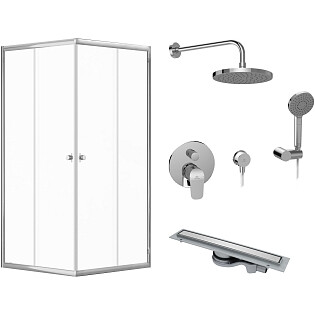 Душевой уголок 90х90 см Diwo &quot;Анапа&quot; с душем Ceraflex Ideal Standard и лотком CK Drain 1105-0015