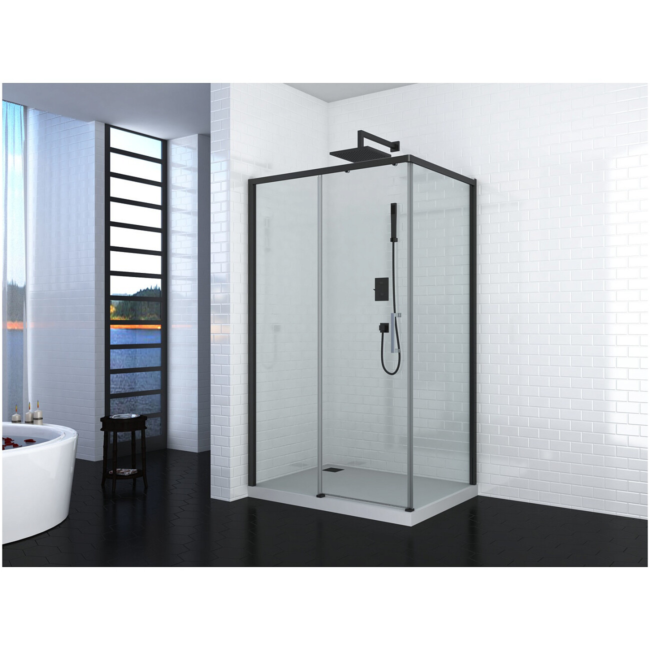 Душевой уголок прямоугольный левый 80x110 см черный Cerutti SPA Vito 110B-L - изображение 7