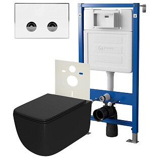 Унитаз Point &quot;Меркурий&quot; PN41831BM с инсталляцией &quot;Элемент П&quot; PN45121 с кнопкой &quot;Венера&quot; PN44071WC