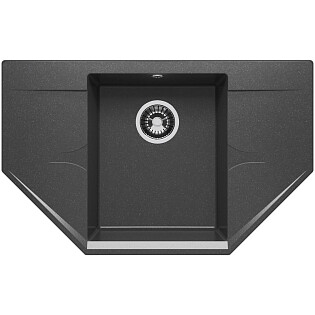 Мойка кухонная из искусственного камня многоугольная черная Polygran Riff-800 679078