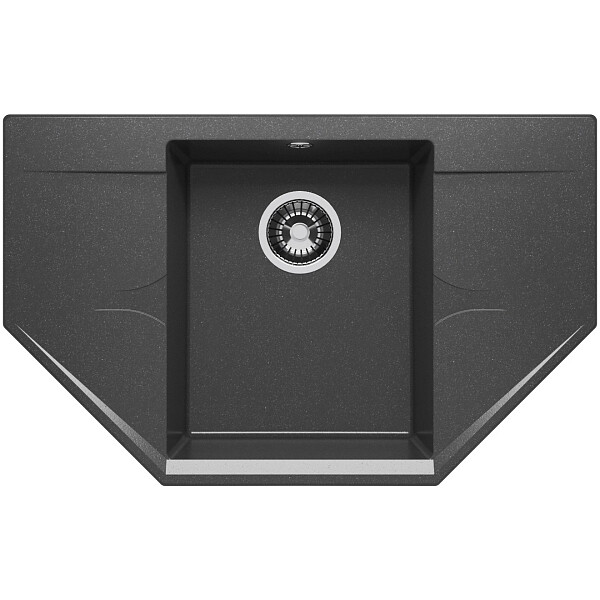 Мойка кухонная из искусственного камня многоугольная черная Polygran Riff-800 679078 - изображение 1