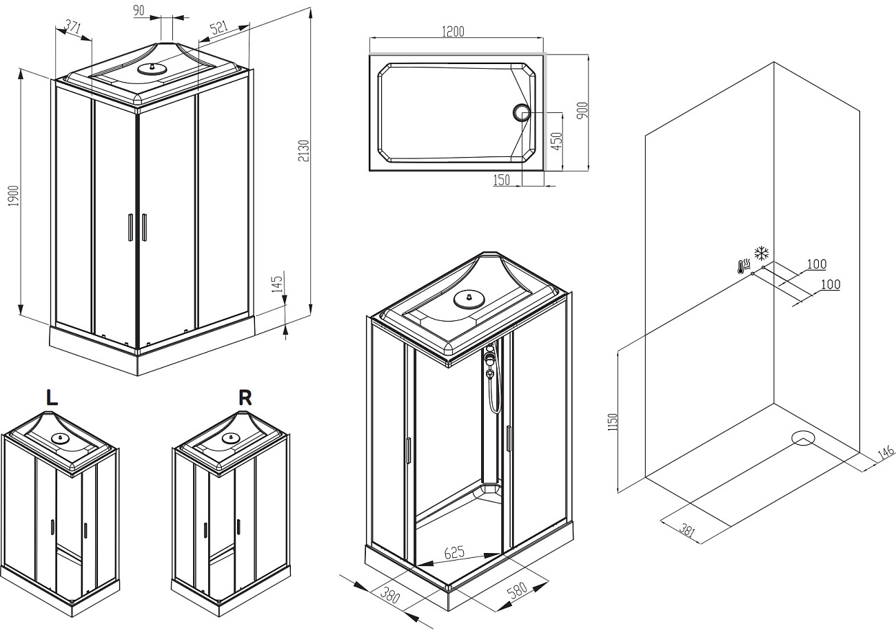 Душевая кабина прямоугольная с низким поддоном 90х120 см черная, белая Stworki "Эстерсунд"  - изображение 2