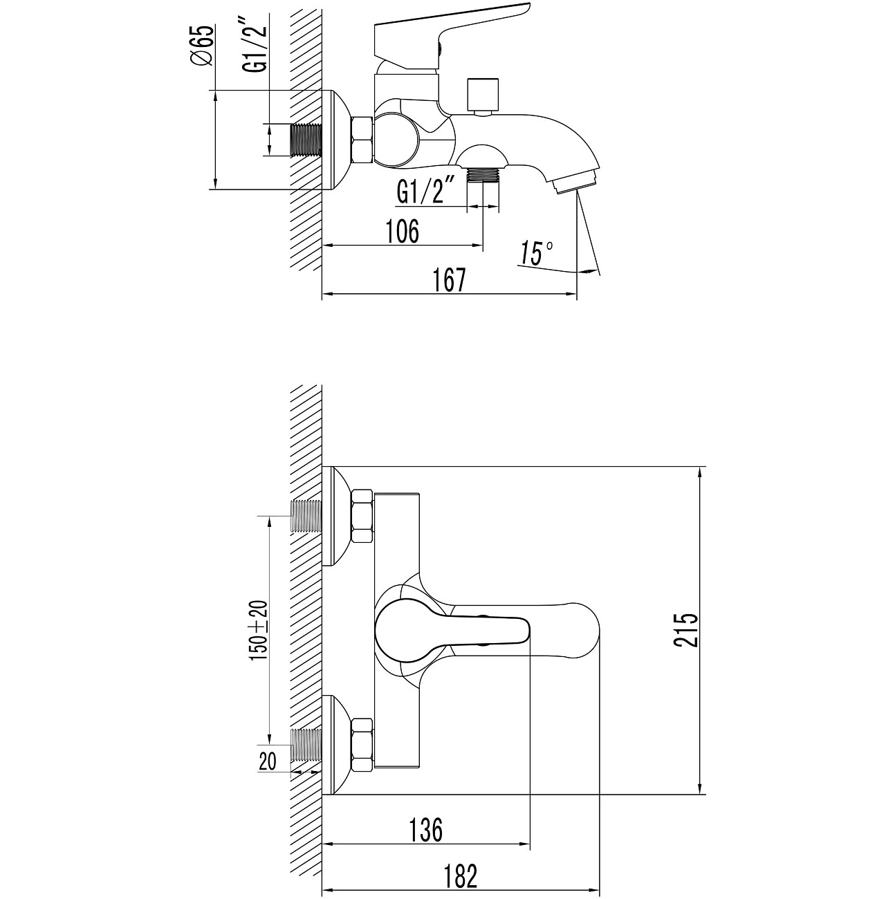 Смеситель для ванны с душем настенный хром Stworki "Хальмстад" S15100CR - изображение 10