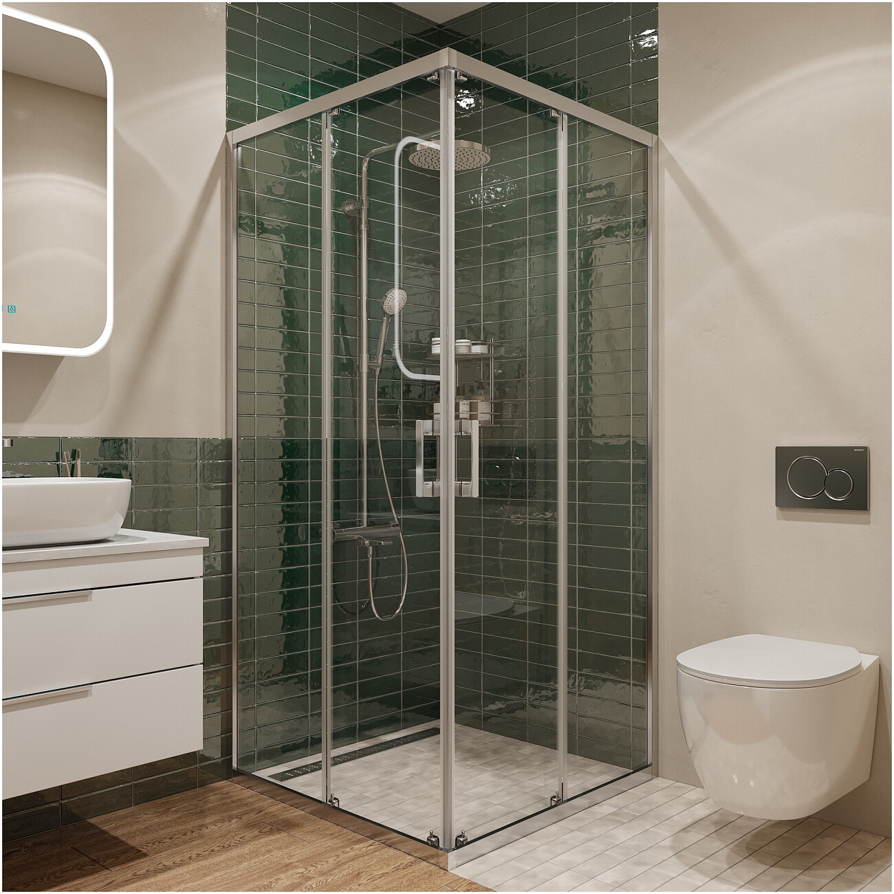 Душевой уголок квадратный 90х90 см хром Artemis Amata - изображение 2